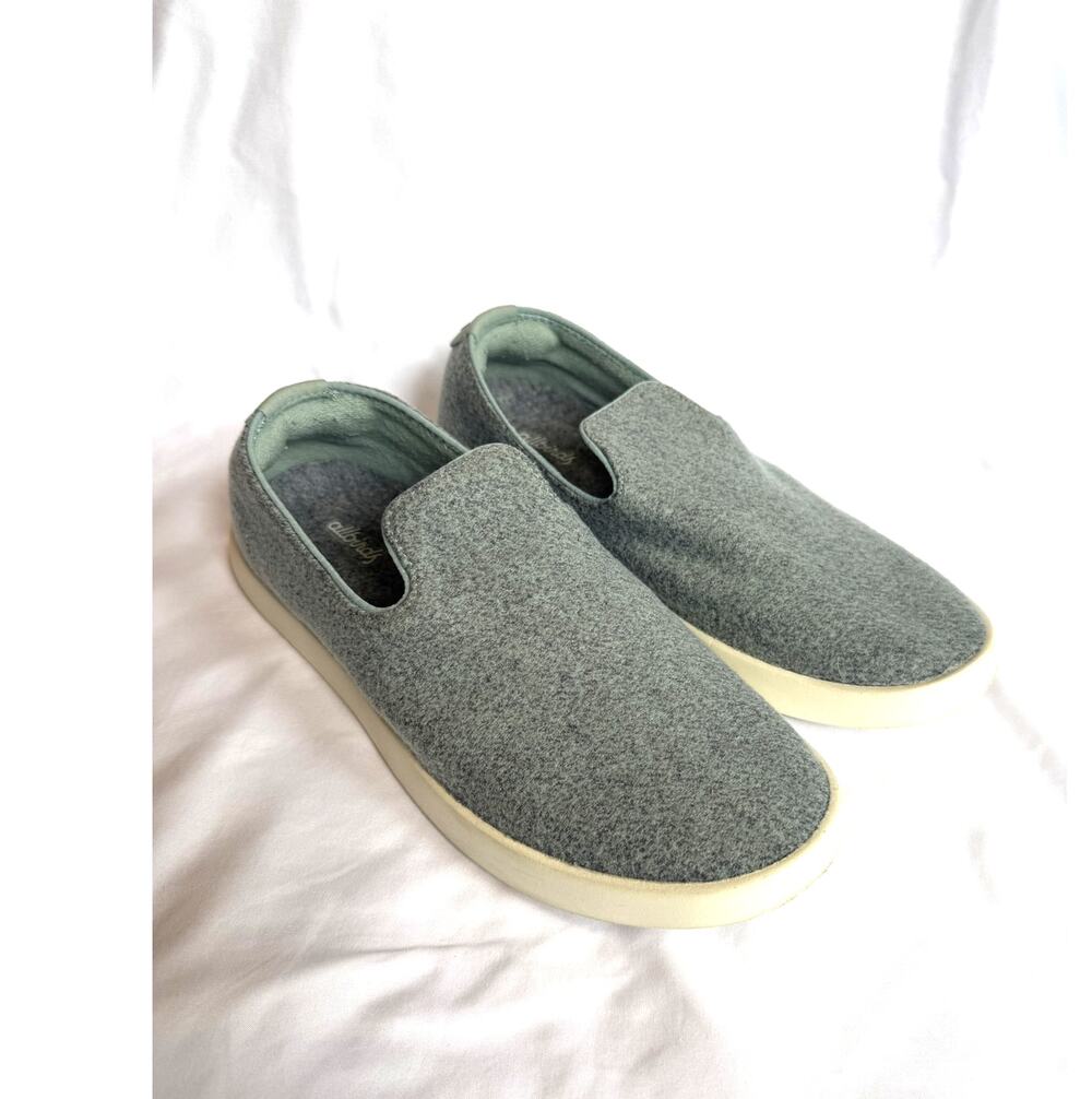 EUC Allbirds Light Sage Green Gray Wool Loungers Slip On Shoes, Size 10